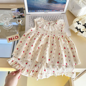 Summer Thin Sets Suitable for Baby Girls Clothing Sets Floral Print Newborn Items Lace Shorts + Tops