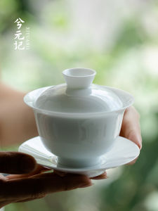 Dày Dặn Cốc Trà Gốm Sứ Cỡ Lớn Có Nắp Sứ Gongfu Trà Brewing器 Dễ Thương Trắng Bát Trà Sứ Mỏng