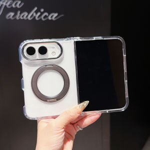 Magnetic 360° Rotating Bracket Transparent Phone Case for iPhone Duo New 18fold Airbag Bumper Front Rear Cover Wireless Charge