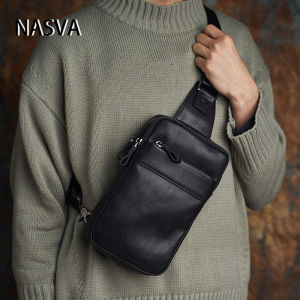 Genuine Cow Leather Chest Bags for Men Genuine Cowhide  Shoulder Crossbody Bag Multifunction Casual Man Waist Bag Shoulder Bag NASVA