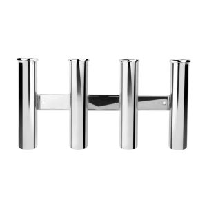 อุปกรณ์ฮาร์ดแวร์ทางทะเลสําหรับเรือยอชท์สแตนเลส 4 หลอดยึดบนผู้ถือคันเบ็ดกระจกขัดเงาสําหรับชั้นวางเรือ