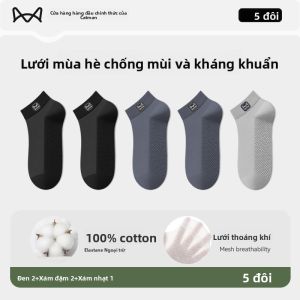 Tất lưới MiiOW cho nam làm  vải cotton mỏng kháng khuẩn thoáng khí chống mùi