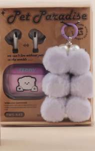 พร้อมส่ง TWS-K43ชุดหูฟังบลูทูธไร้สาย หูฟังบลูทูธลายการ์ตูน พร้อมเคสยางกันกระแทก ไมโครโฟนในตัว มีพวงกุญแจห้อยด้านข้างเคส​