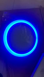 Đèn mâm led panel ốp trần nổiĐèn gắn trần 3 chế độ màu trắng - viền xanh dương