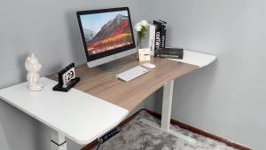 55 inches 1.4M Electric Standing Desk Single Motor Desk Height Adjustable Stand Desk Laptop Table Adjustable Desk 140cm with Table Top U Shape With Wheels