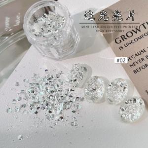 1/2Boxes 3D Sparkling Nail Glitter Sequins Ultra-thin Silver Dazzling Nails Flakes Iridescent Paillettes Manicure Decorations FA