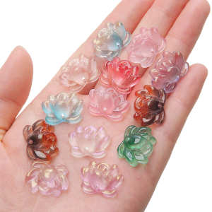 5pcs 22x16mm Colorful Glass Beads Double Hole Lotus Flower Beads Loose Spacer Beads For Handmade Bracelet Necklace Earring Keychain DIY Craft Jewelry Making Accessories