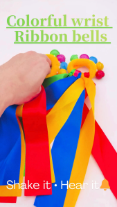 2pcs Kids Wrist Ribbon Bells Cheerleading Dance Bracelet Colorful Streamers Sports Party Props for Children