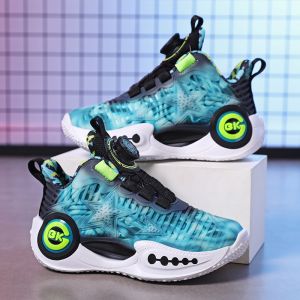 BKG Girls Running Shoes Womens Rotating Buckle Childrens Womens Shoes 13 Junior High School and Elementary School Students 15 Years Old Professional Sneaker