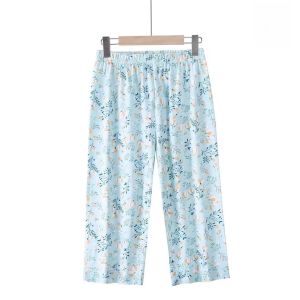 Middle-Aged and Elderly Capri Pajama Pants Womens Thin Women Pure Cotton Shorts Loose plus Size Summer Mom Pants