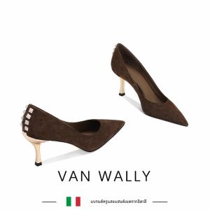 VAN WALLY Original Fashion Show รองเท้าส้นสูง เซ็กซี่ Slip-On ผู้หญิง รองเท้า 2024 รุ่นใหม่สําหรับกระโปรง กันลื่น กาว-เชื่อมหัตถกรรม