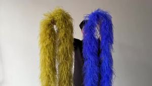 6PLY 8PLY Colorful Ostrich Feather Boa Shawl 2M Fluffy Ostrich Feather Trim for Party Clothing Wedding Dress Sewing Plumes Decor