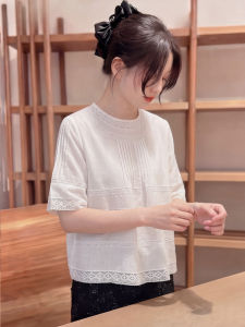 YIKEMAI | Lace White Short Sleeve Plus Size Womens Shirt