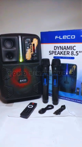 Speaker TV LED Karaoke Super Bass 8.5 Inch + 2 Mic Wireless Bisa Dicas + Remot Kontrol + 2 Kabel Casan USB Tipe-C FLECO F-8808 LED NEW / Speaker Bluetooth Radio FM TWS USB TF Card Aux Jack Mic Besar