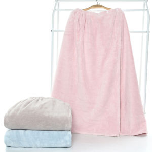 Quick-Drying Non-Shedding Soft Water-Absorbent Cute Coral Velvet Tank Top Robe