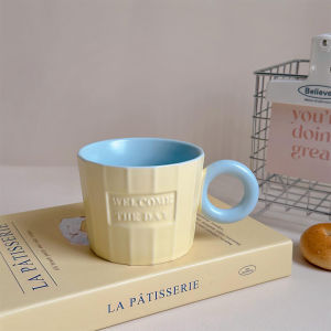 Ceramic Mug Cute Healing Style Water Cup with Lid for Drinking And Breakfast Ideal Birthday Gift for Women Single Ear Handle