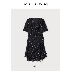 Váy Dài Ngắn Một Mảnh Cỡ Lớn V-neck A-line Họa Tiết Hoa Mùa Hè Cho Nữ Váy Công Sở Thường Ngày