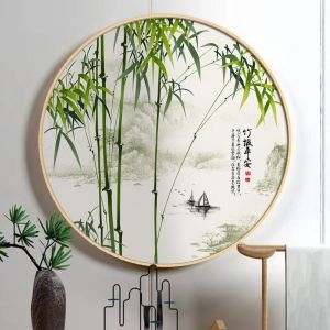 Modern Minimalist round Wall Art Decorative Painting of Bamboo for Living Room Bedroom Restaurant Customizable Artist Print