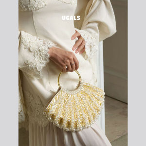 UGALS | French Style Handmade Pearl Shell Metal Ring Evening Beach Clutch