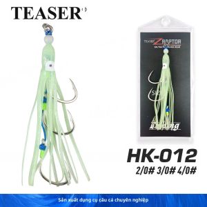 Bộ Móc Câu Hỗ Trợ Ba Ngạnh TEASER Thép Carbon Cao Cấp Nước Mặn Cỡ 2/0 3/0 4/0 Chuyên Dùng Cho Câu Mực Và Câu Cá Biển Trên Thuyền.