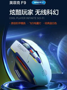Inphic F9 Wireless Mouse 2.4G Humanized Silent Office Gaming Mouse Blue White Gundam Edition Ergonomic Design High Resolution Optical