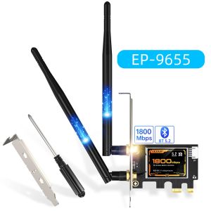 EDUP 9655 AX1800 WiFi6 Bluetooth 5.2 PCI-E Network Card Powerful Chipset Adapter with 2*6dBi Antennas for Windows 10 & Linux