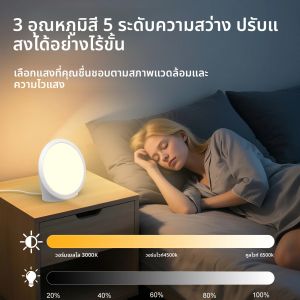 โคมไฟ SAD โคมไฟแสงกลางวันพร้อมอุณหภูมิสี 3 ระดับ ตั้งเวลาได้ 6 แบบ ฟังก์ชั่นจดจำ ควบคุมด้วยระบบสัมผัสสำหรับสำนักงาน/โต๊ะทำงาน/บ้าน/การนอนหลับ