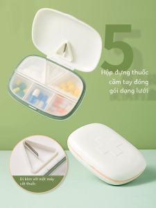 Hộp Đựng Thuốc Di Động Chống Thấm Nước Có Dụng Cụ Cắt Viên Thuốc Nhỏ Gọn Hộp Đựng Thuốc Di Động Mini Cho Người Lớn Và Trẻ Em