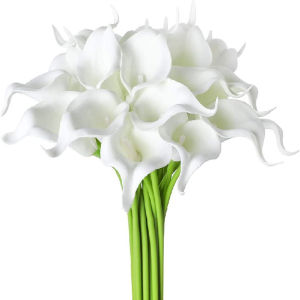 2/5Pcs Real Touch Calla Lily Artificial Flowers Bouquet White Fake Flowers for Home Decor Wedding Decoration Bridal Shower Party