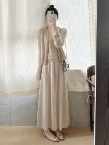 SHANGSHA | Elegant French Laid-back Knitted Dress Set