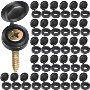 50/100/200 Pcs Black Practical Hinged Plastic Screw Fold Snap Protective Cap Button Nuts Cover Bolts Protect Furniture Decor