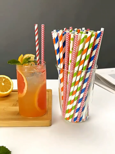 หลอดกระดาษ( Pack50ชิ้น) ย่อยสลายได้ หลอดดูดน้ำรักษ์โลก หลอดใช้แล้วทิ้ง(Paper Straw Biodegradable)