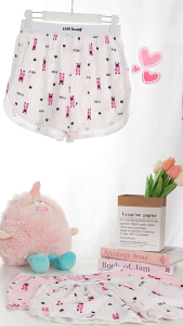 WildPink IceSilk Lounge Set | Seluar Dalam Pasangan Santai Corak Harimau Merah Jambu