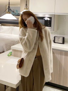 Eco-Friendly Fur Jacket Young Style Mid-Length Womens Coat Mink Velvet High-End Sensation Lazy Style Winter Outerwear