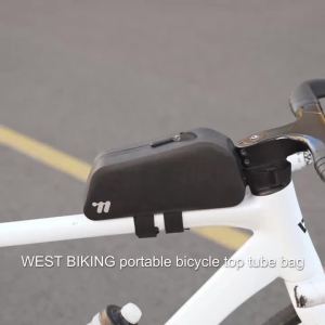 WEST BIKING Bicycle Top Tube Bag 1L TPU Hard Shell Waterproof Bike Front Frame Bag Cycling Tool Storage Bag Bike Accessories