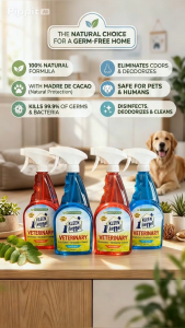 Kleen Kennel Veterinary Disinfectant Deodorizer & Cleaner (500mL Spray) - 3-in-1 Multi-Action Spray