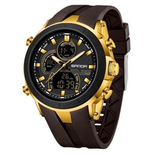SANDA Mens Watches Countdown Waterproof Alarm Clock Wristwatch Multifunctional Luminous Men Quartz Digital Watch Alarm Clock
