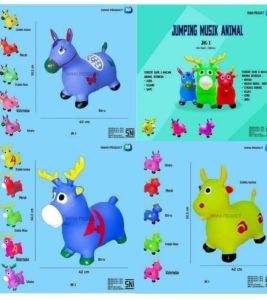 Jumping Animal Kuda Kudaan Karet Tebal Musik Mainan Lompat Jungkat Jungkit