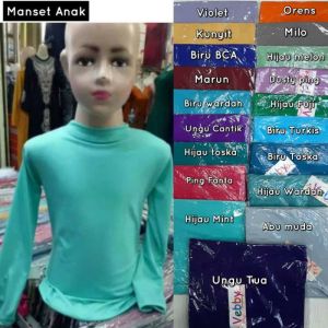 kaos polos lengan panjang/manset anak model KERAH TINGGI usia 3-8th bahan Cotton spandek (streacth)