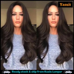 Long Curly Wavy 25inches Synthetic Wig Hair Black Natural Full Wigs For Women Hairdo Human Wig Ready Stock Malaysia Seller