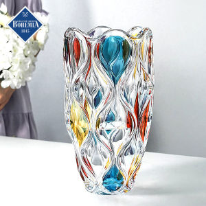 Bohemia Czech Republic Imported Crystal Glass Scandinavian Accessible Luxury High-End Living Room Countertop Color Home Decorative Flower Vase