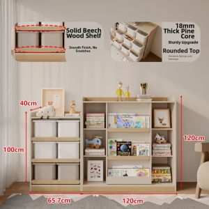 KEBIXIONG | Wooden Montessori Childrens Storage Cabinet