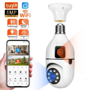 4K กล้องวงจรปิด PTZ WiFi Dual Lens Dual หน้าจอ E27 หลอดไฟกล้อง Tuya Smart Life Security การเฝ้าระวังวิดีโอกล้อง Ai มนุษย์การติดตามอัตโนมัติ