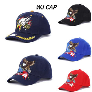【WJ】หมวกบังแดดนกอินทรีธงชาติอเมริกันปักลายหมวกเบสบอลสำหรับผู้ชายและผู้หญิงหมวกบังแดดออกไปใหม่ยุโรปและอเมริกา