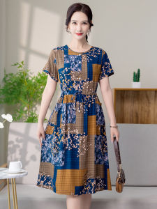 Váy Lụa Cotton Dành Cho Phụ Nữ Trung Niên Và Người Cao Tuổi Mùa Hè Phong Cách Thường Ngày Dáng Rộng Có Túi Vải Cotton Nhân Tạo Cao Cấp