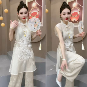 New Chinese Style Embroidered Set Young Womens Summer Elegance High-End Feel Strapless Three-Piece Suit Traditional Fashion
