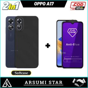 PROMO PAKET MURAH 2 IN 1 SOFT CASE OPPO A17 CASING LIQUIT SILICONE PROTECT CAMERA + ANTI GORES ANTI SPY