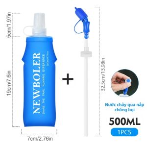 Bình Nước Thể Thao NEWBOLER TPU Gấp Gọn Mềm Mại Có Ống Hút Không Chứa BPA Tiện Dụng Cho Chạy Bộ Cắm Trại Đi Bộ Đường Dài Đạp Xe