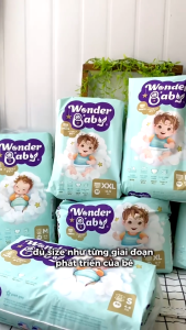 Tã/Bỉm quần Thương Hiệu Nhật Bản WONDER BABY 5 Lớp Siêu Thấm Hút Chống Tràn Size M62/L42/XL39/XXL36