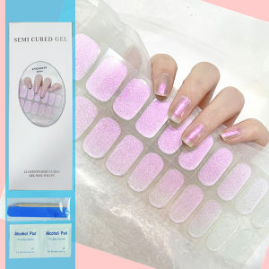 Semi-Cured Gel Nail Strips Adhesive Full Cover Stickers for Nails UV Lamp Need Press On Nails Fashion Manicure